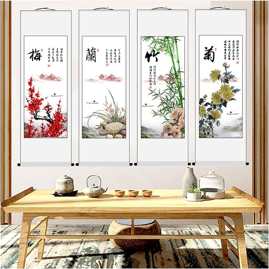 竹、水墨画、掛け軸 竹、水墨画、掛け軸 竹、水墨画、掛け軸 竹の水墨画 掛け軸 135㌢×33